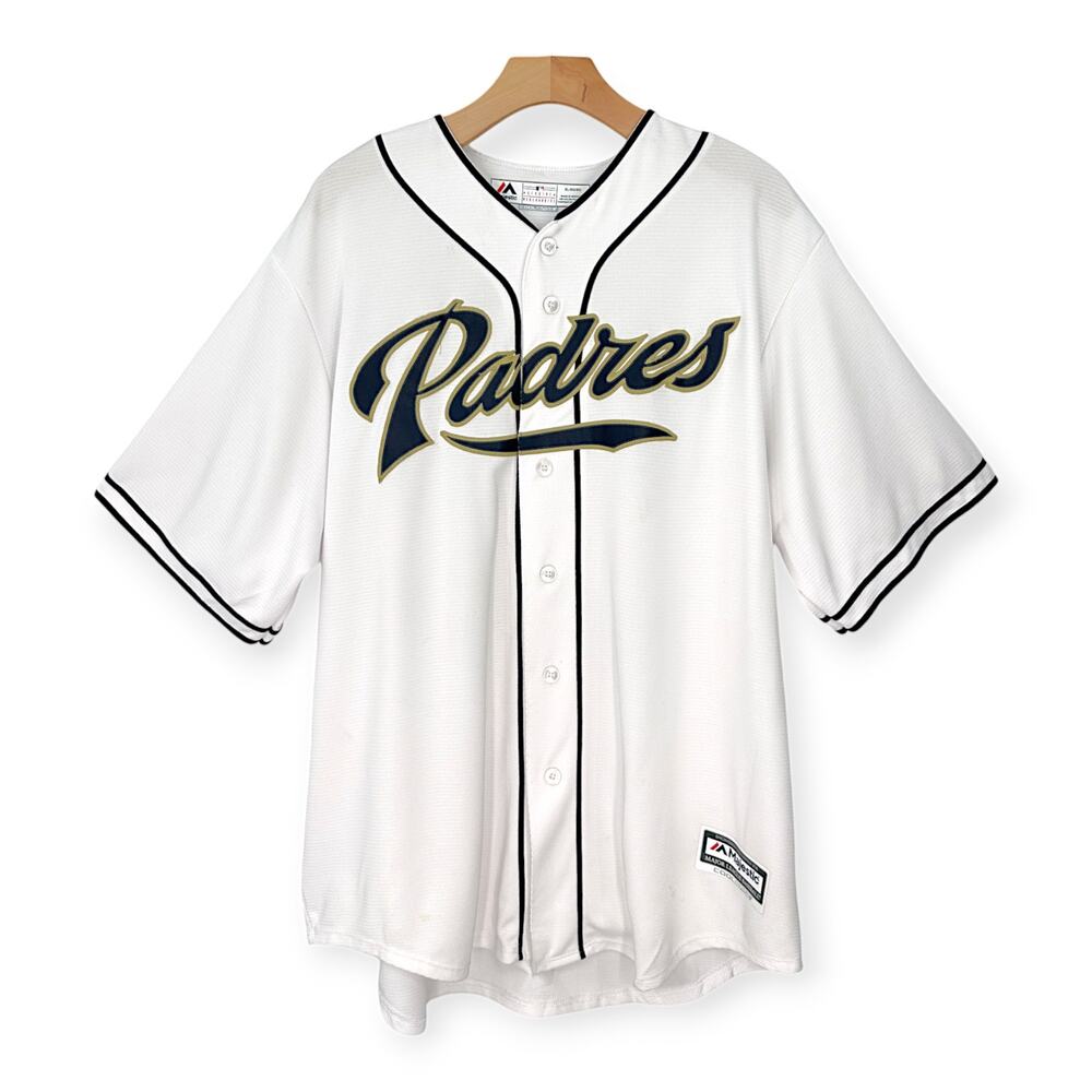 MLB San Diego Padres Script Logo XL #33 Shields White Majestic Baseball Jersey